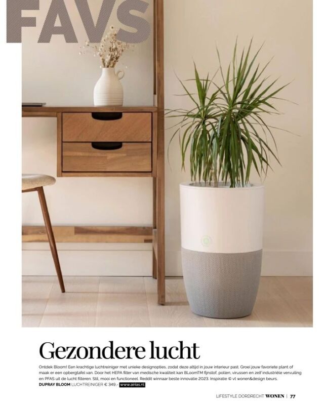 Gezien in de bladen: schone lucht mét stijl met BLOOM luchtreiniger.  Nu met 10% black friday korting via airias.nl

#vtwonen #schonelucht #luchtreiniger #gezonderwonen